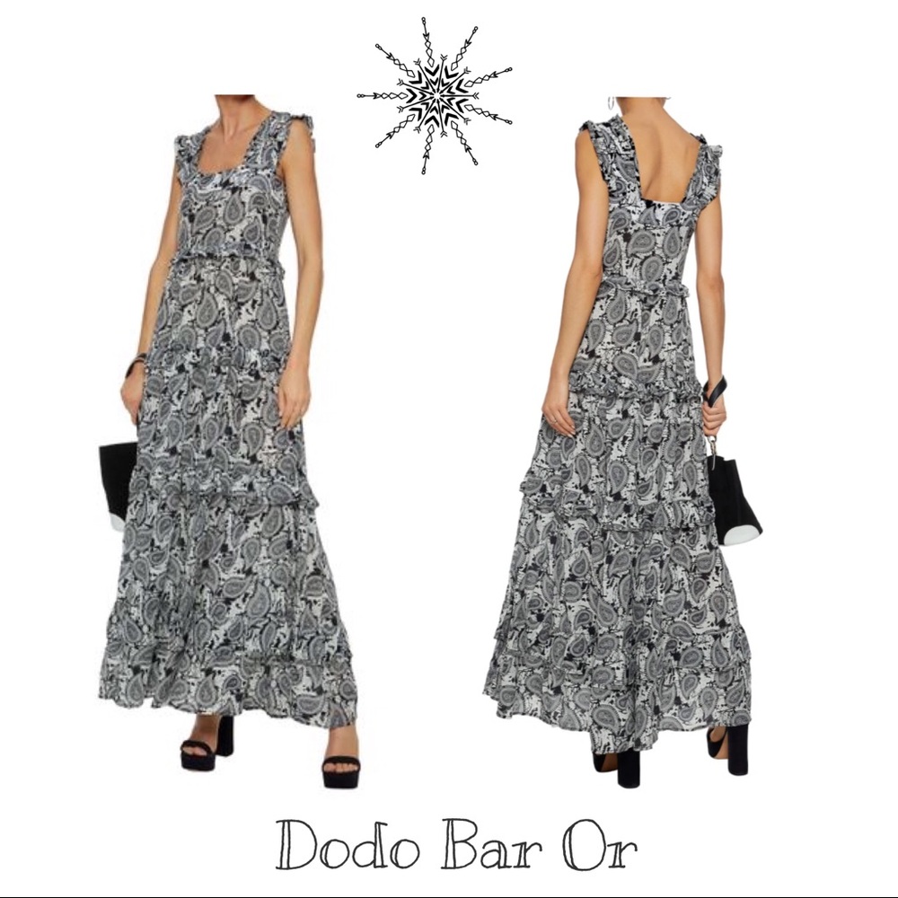 Dodo Bar Or Ruffled Silk Crepe De Chine Maxi Dress